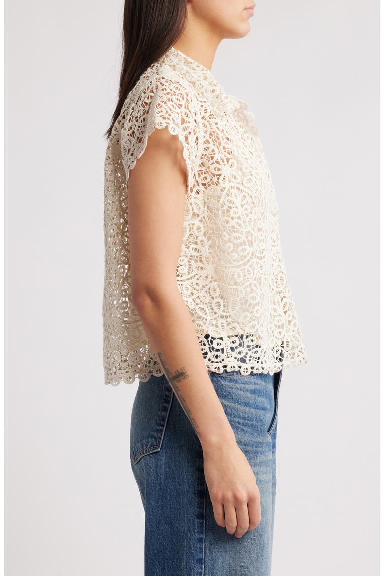 The Lattice Lace Button-Up Shirt, Alternate, color, CREAM