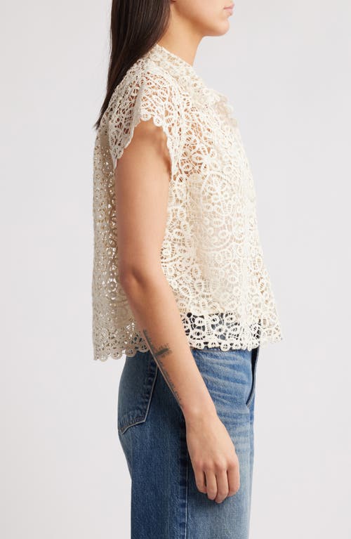 The Great . The Lattice Lace Button-up Shirt In Cream