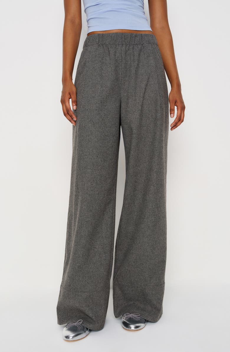 Reformation Fernando Wide Leg Pants, Main, color, Grey Wool