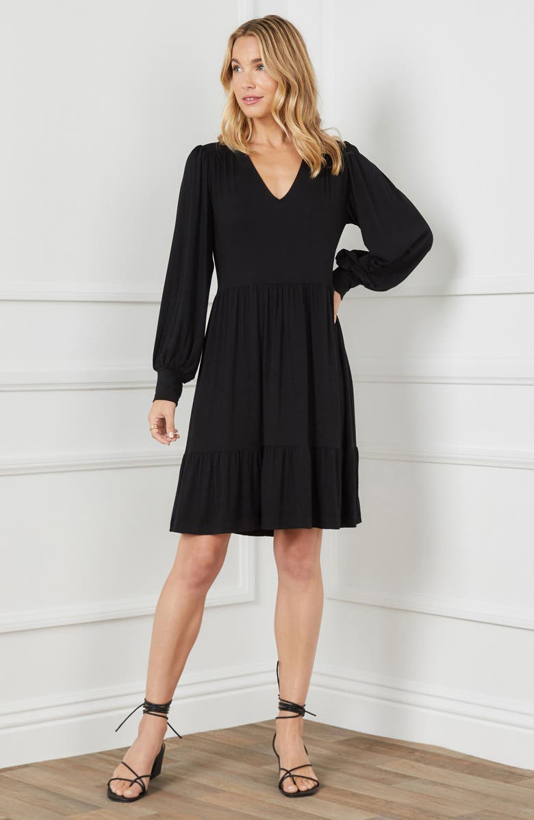 Karen Kane Long Sleeve Tiered Dress, Alternate, color, 