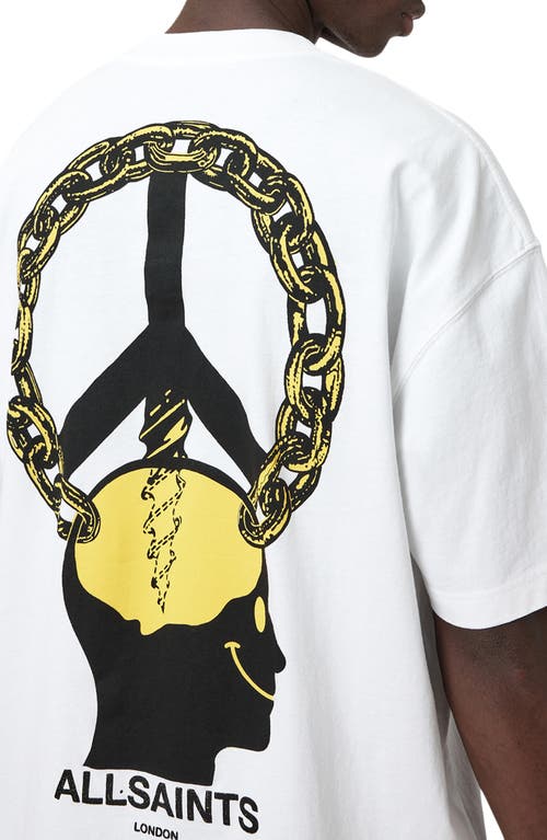 Allsaints Oversized Screwed Logo Graphic Tee In White