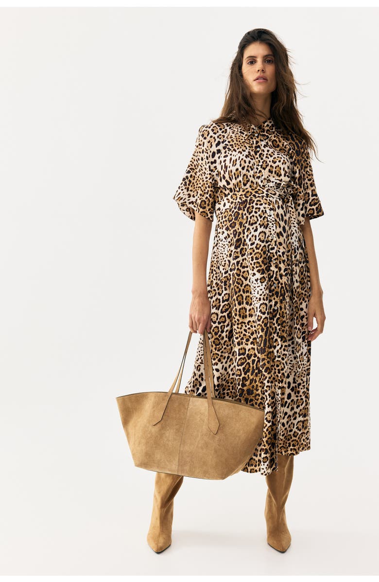 H&M Mama Before & After Shirt Dress, Alternate, color, Light Beige/Leopard Print