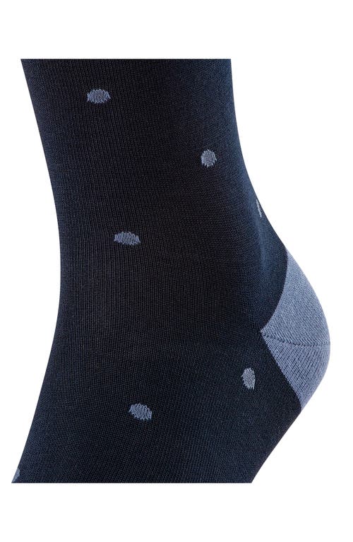 Falke Mercerized Cotton & Nylon Dot Dress Socks In Dark Navy