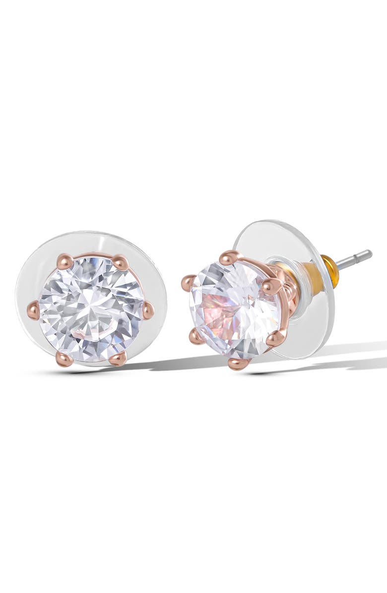 Jessica Simpson Heart and Round Crystal Stud Earring Set, 2 Pairs, Alternate, color, Gold Tone