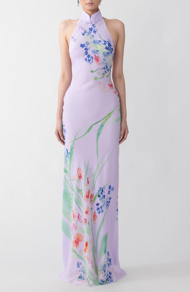 SAU LEE Gillian Halter Gown, Main, color, Lavender Multi