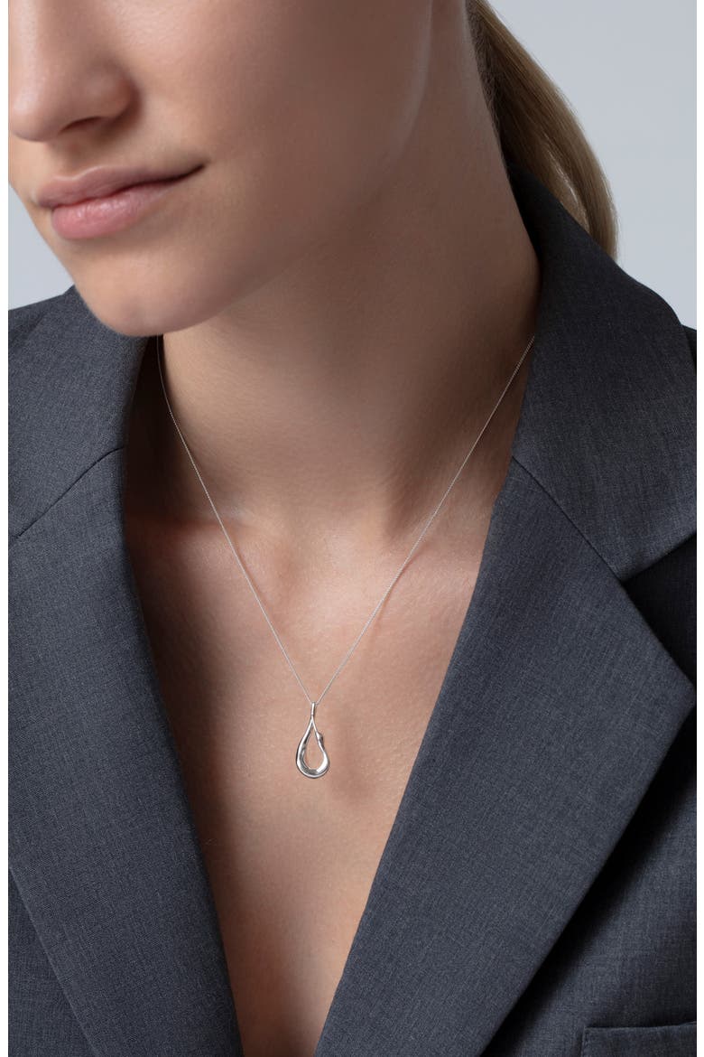 Mini Egret Pendent Necklace, Alternate, color, HIGH POLISH SILVER