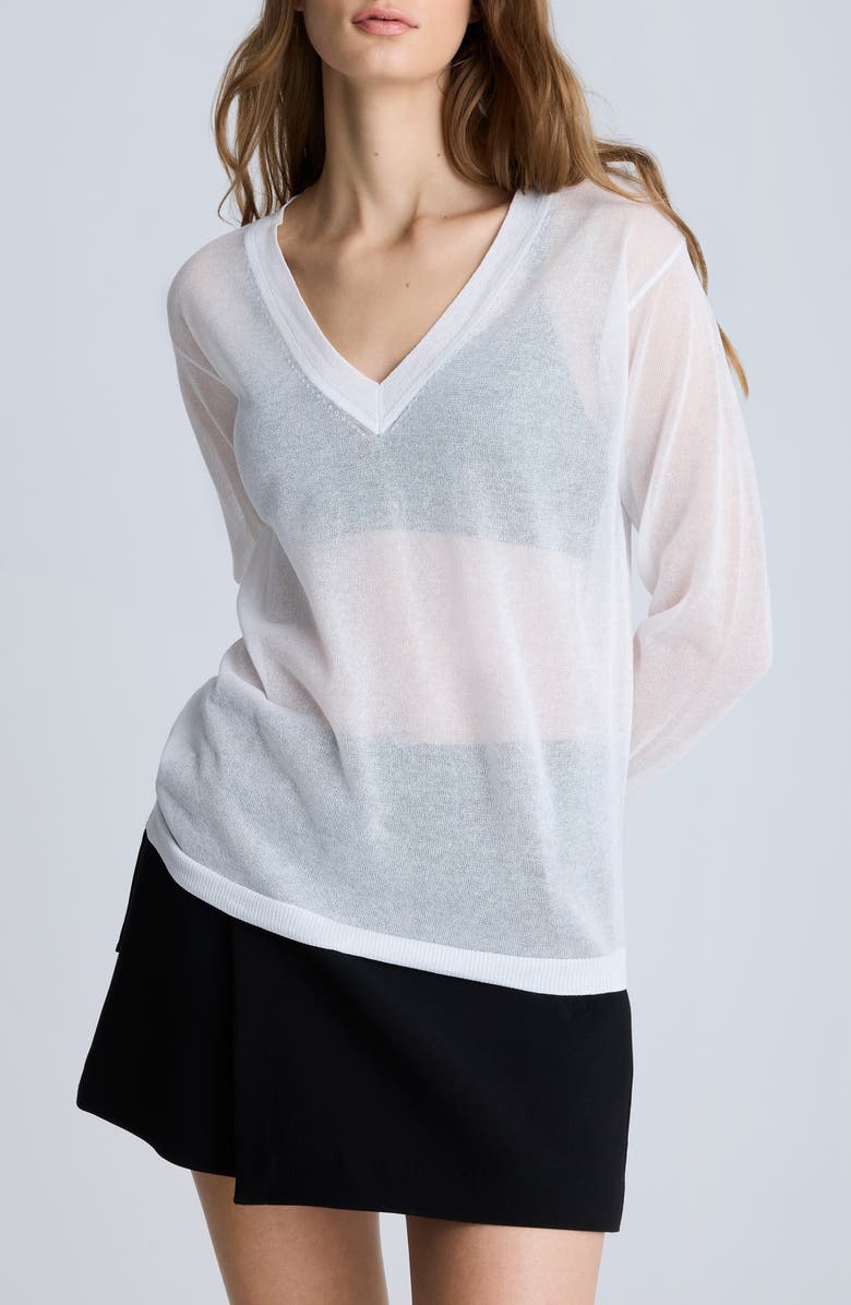Kenneth Cole Sheer Oversize V-Neck Sweater, Main, color, 