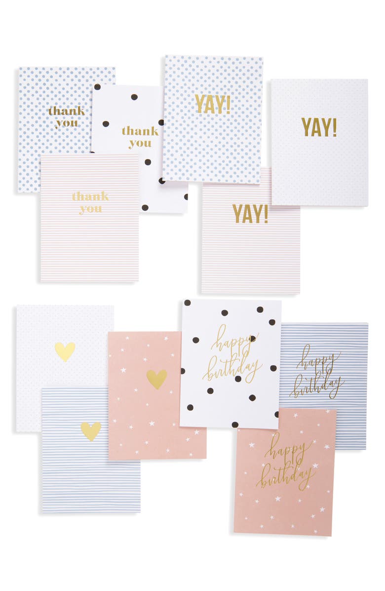 Sugar Paper Cards for Every Occasion Assorted Set of 12 Notecards & Envelopes, Alternate, color, White