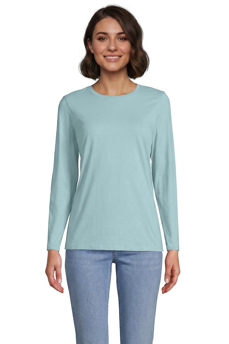 Supima Cotton Long Sleeve Crewneck T-shirt, Main, color, Light Seagrass