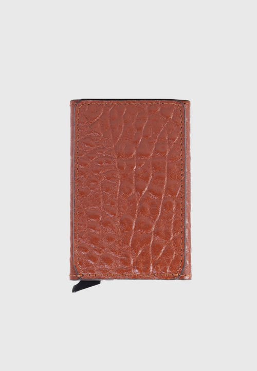Furniq Uk Genuine Leather Elephant Pattern Card Holder In Brown