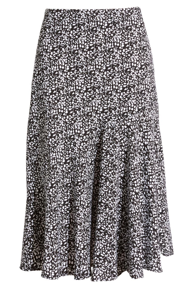 Asymmetrical Midi Skirt, Main, color, BLACK- IVORY LEO DOT