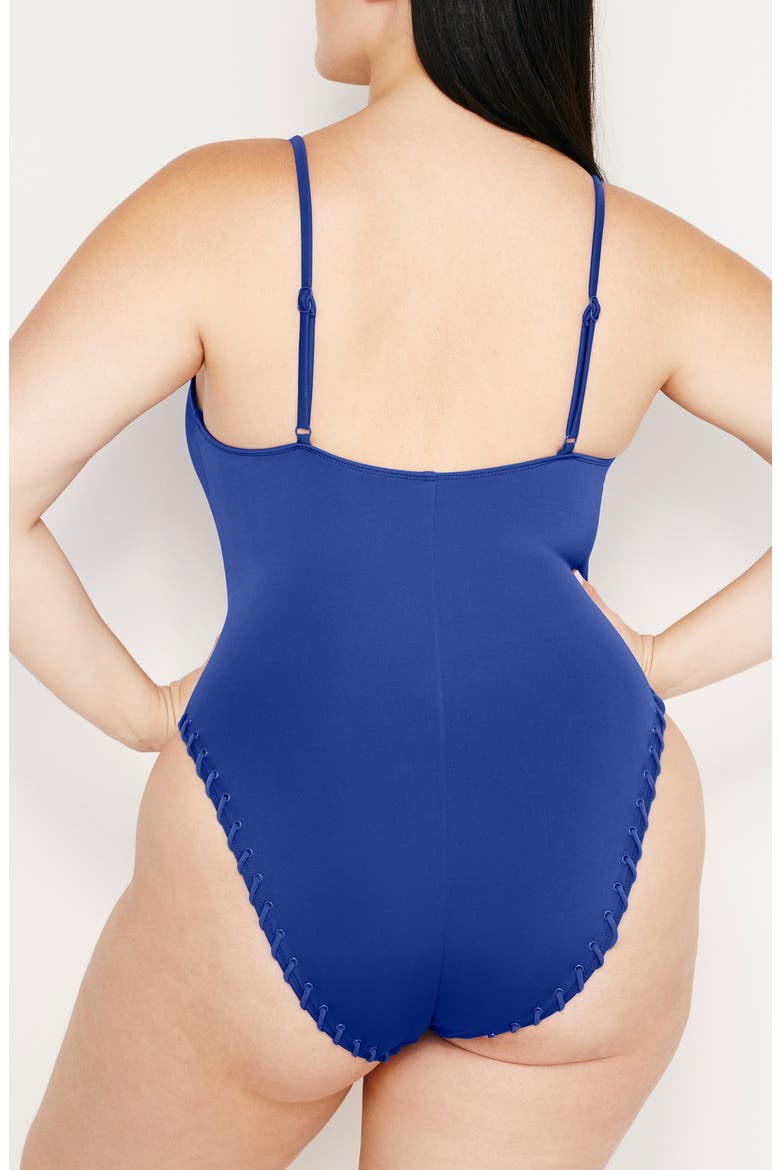 Whip Stitch One-Piece Swimsuit, Alternate, color, CAPRI BLUE004