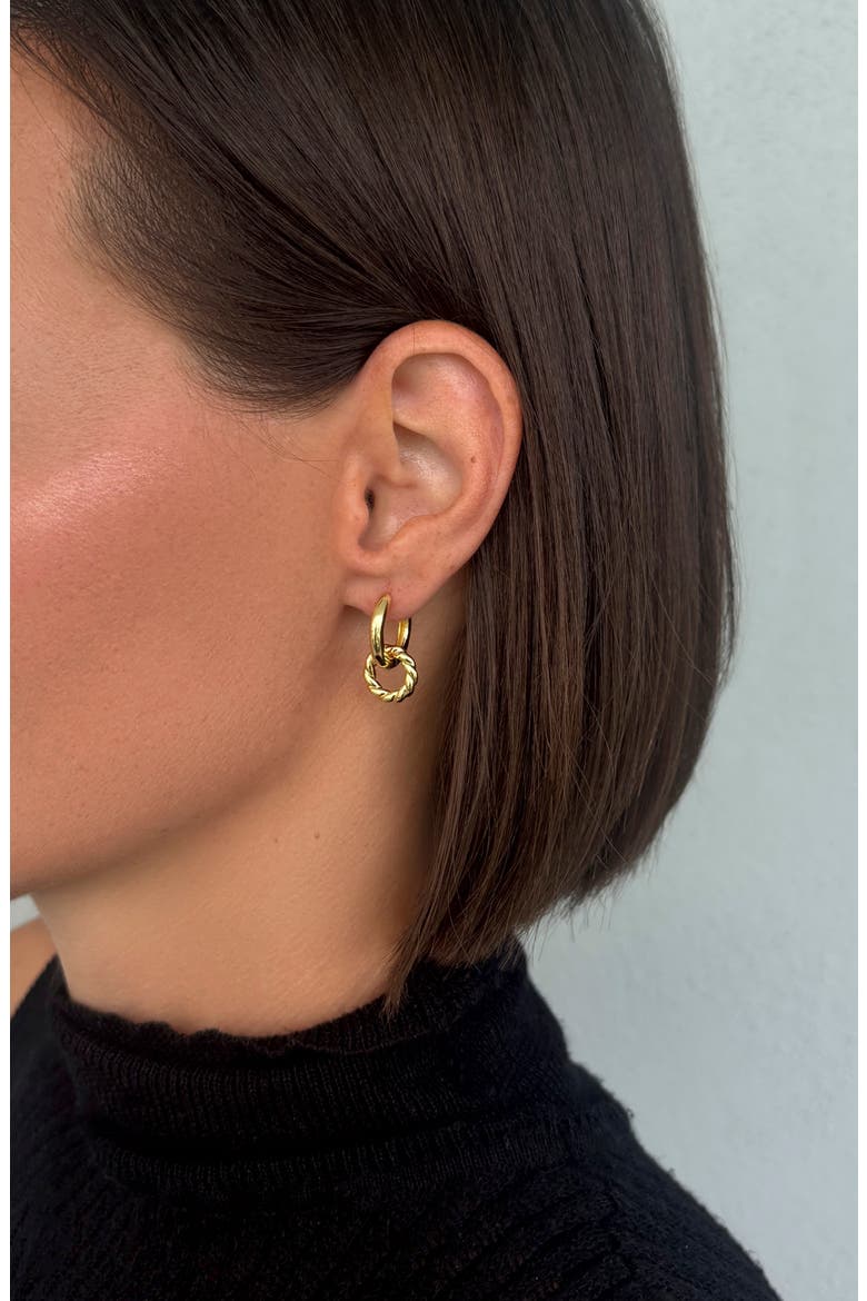 14K Gold Plated Detachable Circle Drop Huggie Hoop Earrings, Alternate, color, GOLD