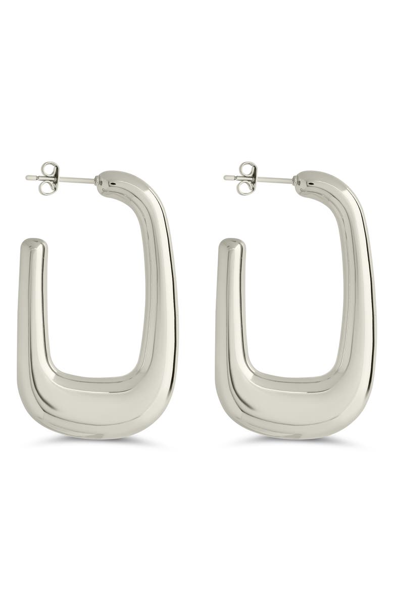 Sterling Forever Daphne Geometric Hoop Earrings, Alternate, color,