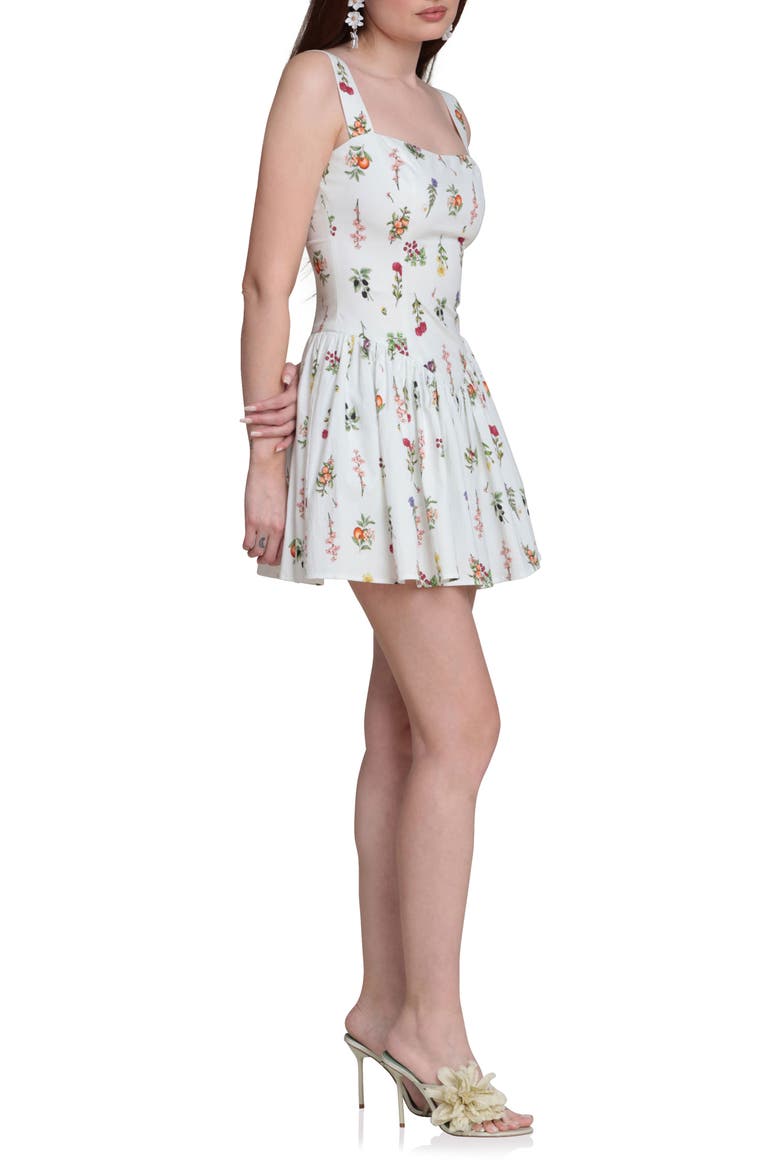 Lemon Print Stretch Cotton Minidress, Alternate, color, CREAM BOTANICAL