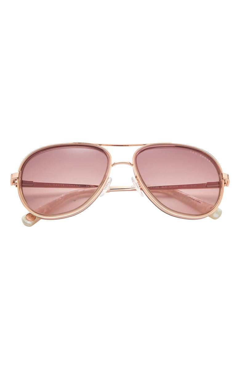 Ted Baker London 57mm Aviator Sunglasses, Main, color, Blush
