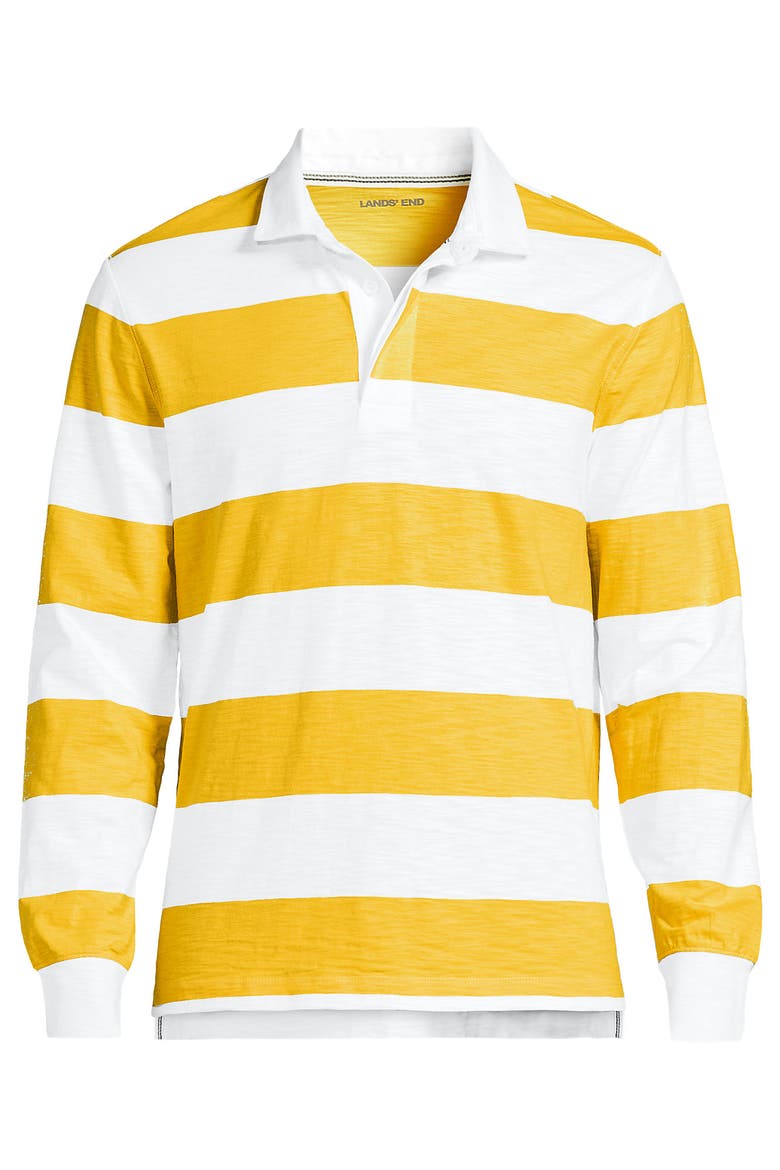 Long Sleeve Textured Rugby Polo, Main, color, Goldenrod/White Stripe