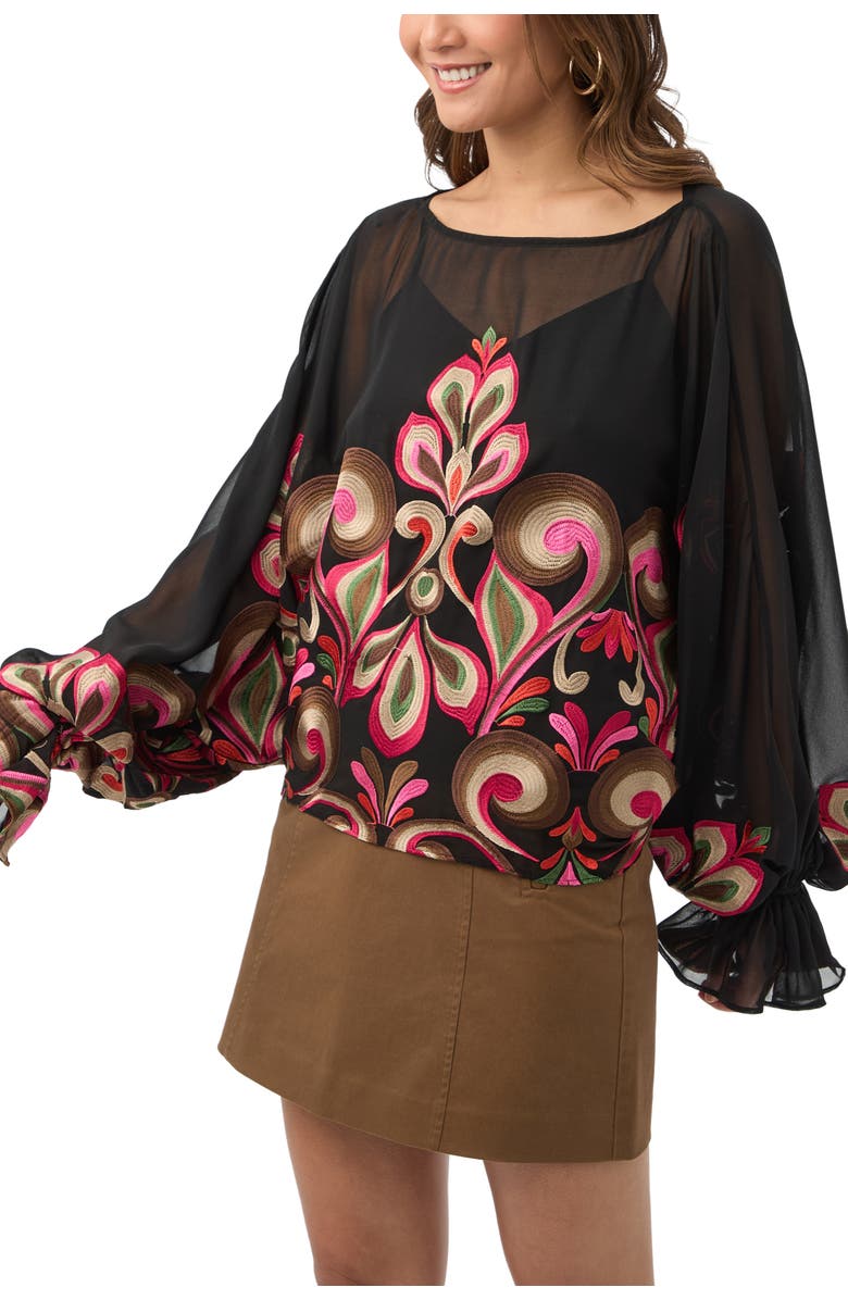 Trina Turk Soho Embroidered Boat Neck Top, Alternate, color, Multi