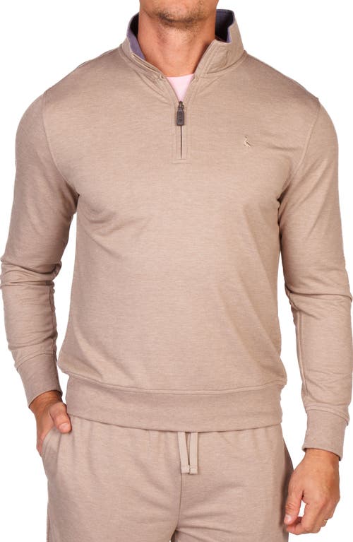 Tailorbyrd French Terry Quarter Zip Pullover In Brown