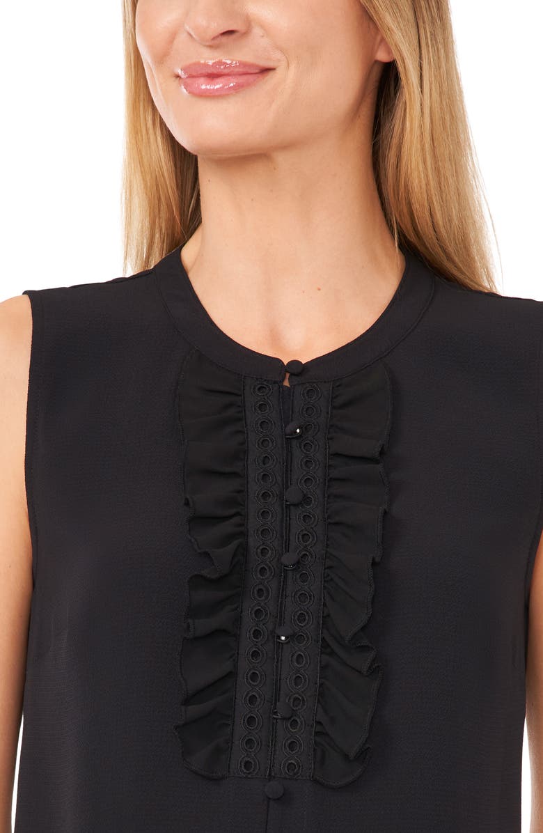 CeCe Ruffle Placket Sleeveless Top, Alternate, color, 