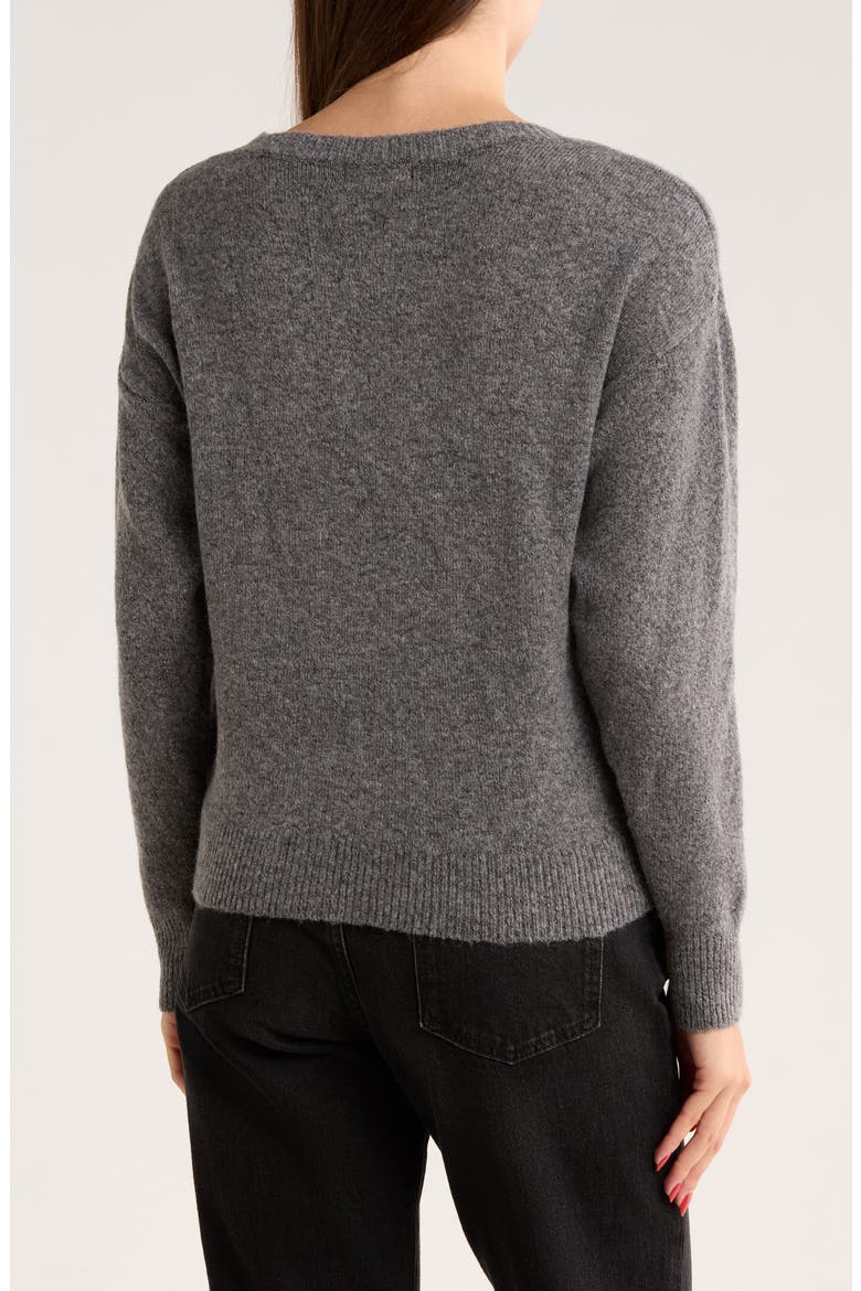 Floral Sequin V-Neck Sweater, Alternate, color, CHARCOAL
