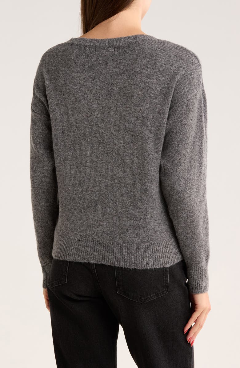 Gemma + Jane Floral Sequin V-Neck Sweater, Alternate, color, Charcoal