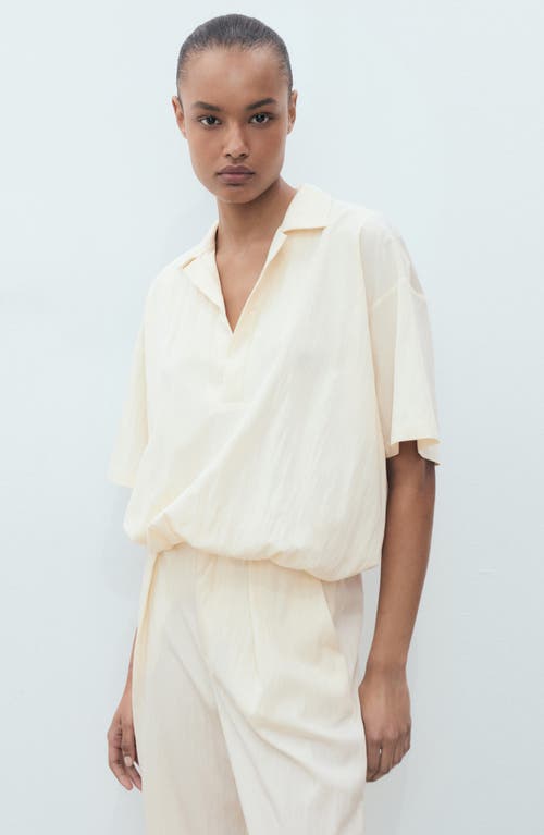Mango Flowy Pleated Crop Pants In White