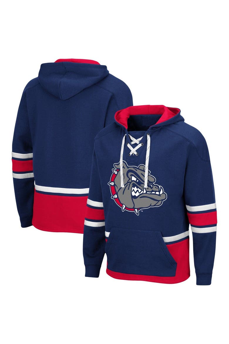 Men's Colosseum Navy Gonzaga Bulldogs Lace Up 3.0 Pullover Hoodie, Main, color, Navy