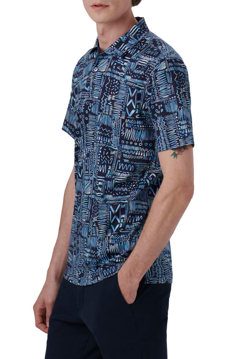 Bugatchi Hendrix Digital Print Pima Cotton Polo, Alternate, color, Navy