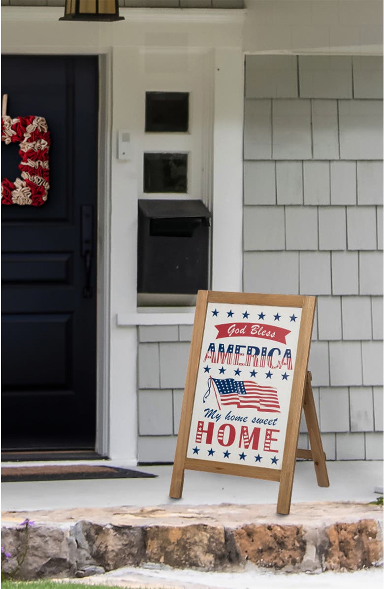 Glitzhome Patriotic Americana Wooden Easel Porch Decor, Alternate, color, 