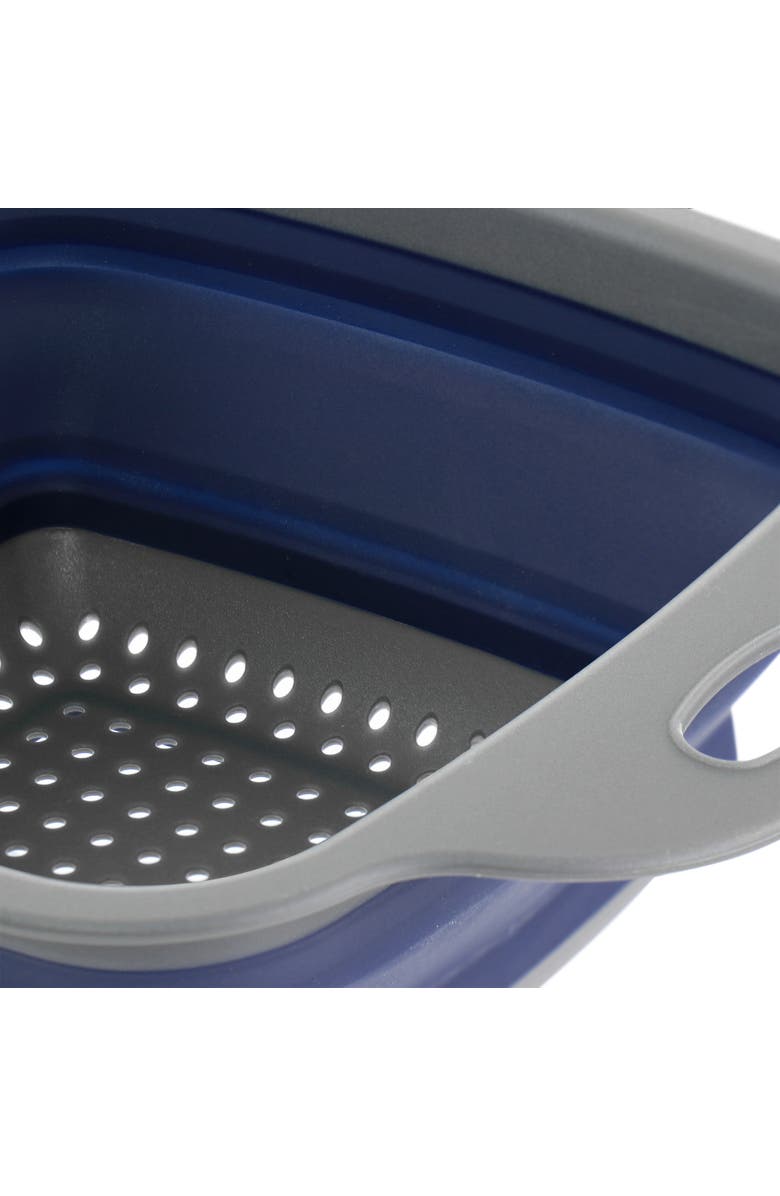 OSTER Bluemarine Collapsible Square Plastic Colander, Alternate, color, Blue