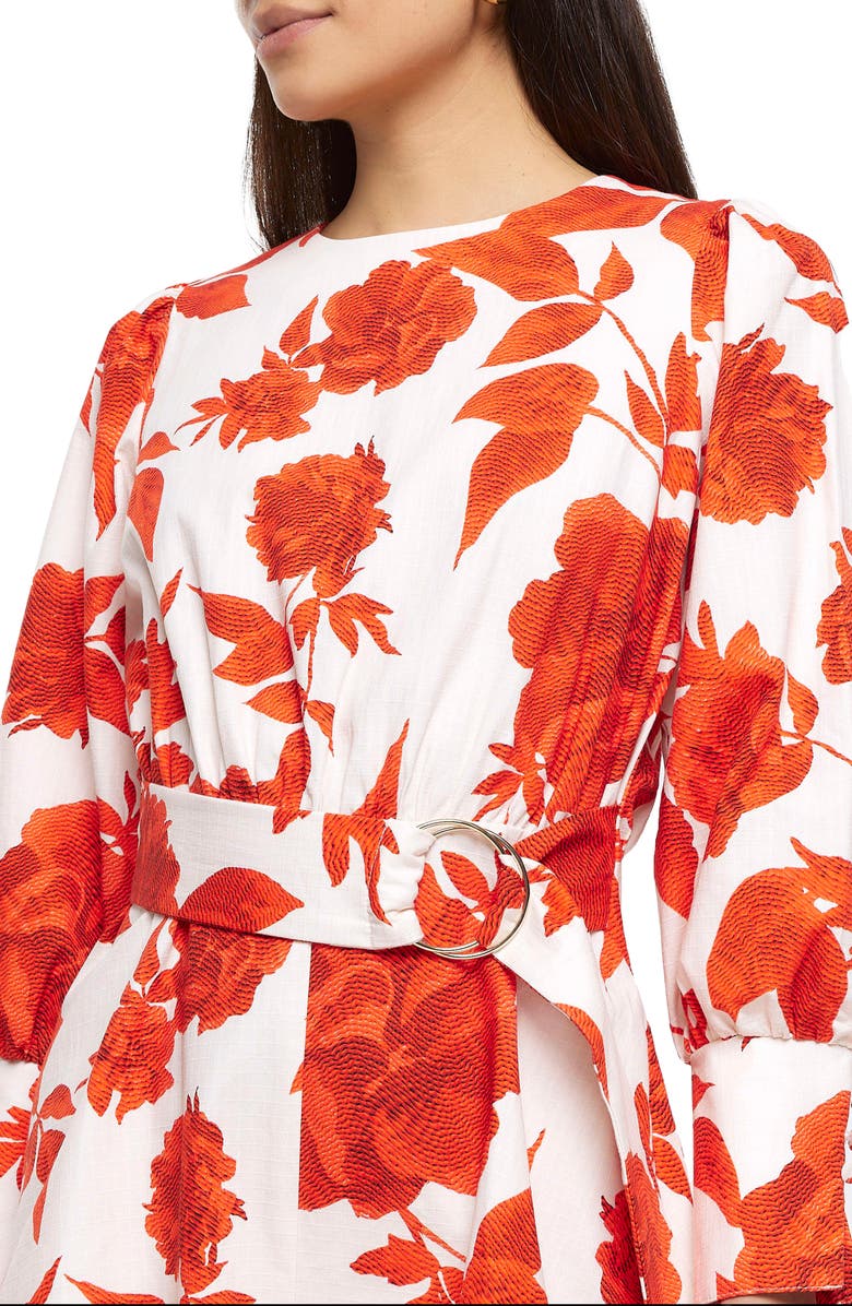 River Island Belted Floral Long Sleeve Romper, Alternate, color, 