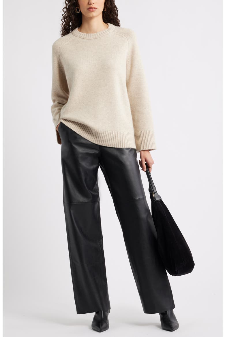 Crewneck Wool & Cashmere Sweater, Alternate, color, BEIGE OATMEAL LIT HEATHER