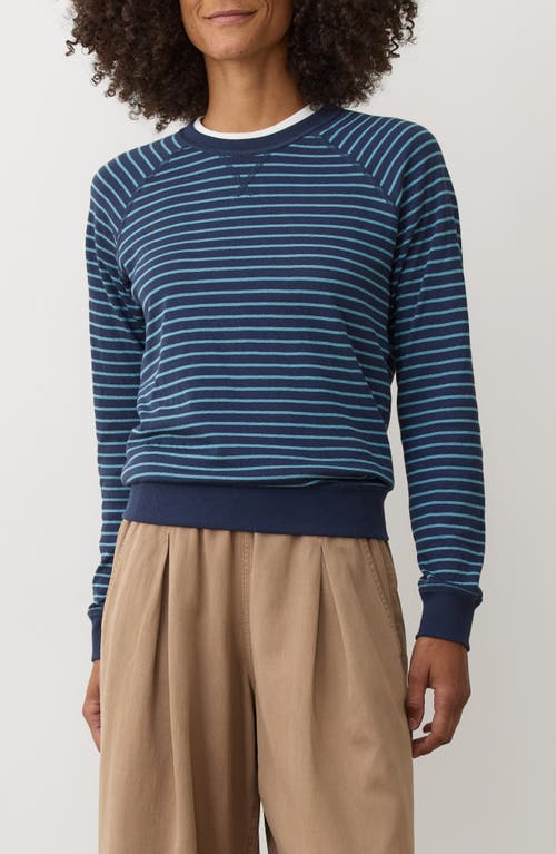 Marine Layer Juno Stripe & Dot Reversible Double Knit Top In Blue