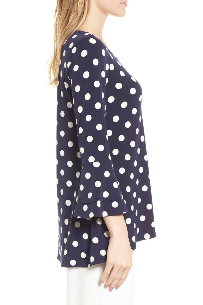 Dot Print Bell Sleeve Blouse, Alternate, color, 529-EVENING NAVY