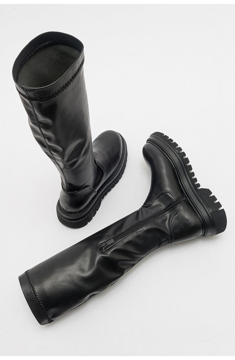 Prologue Shoes Henin Stretch Boot, Alternate, color, Black Stretch Faux Leather