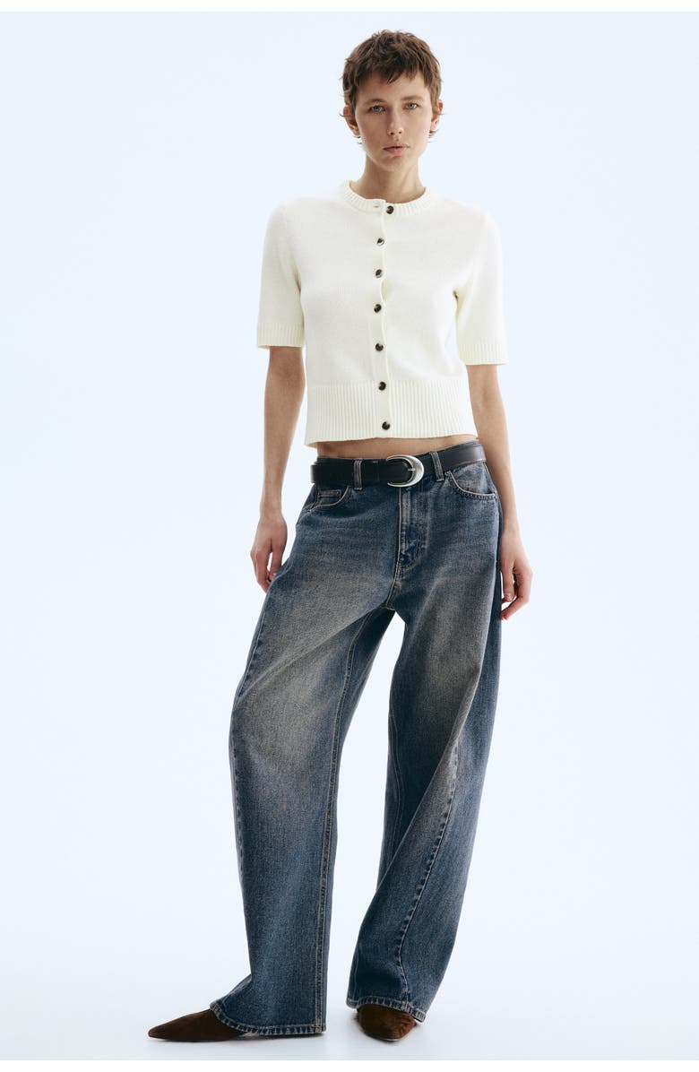 H&M Short-sleeved Cardigan, Alternate, color, White
