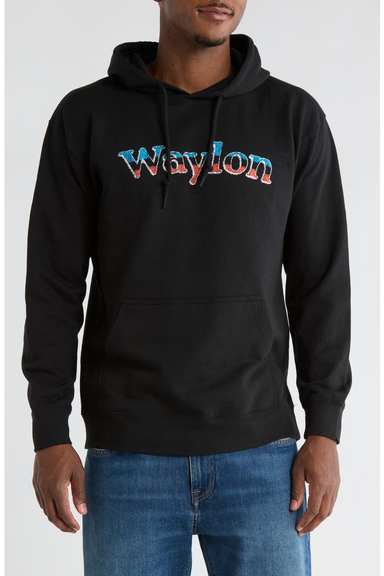 Waylon Embroidered Hoodie, Main, color, BLACK
