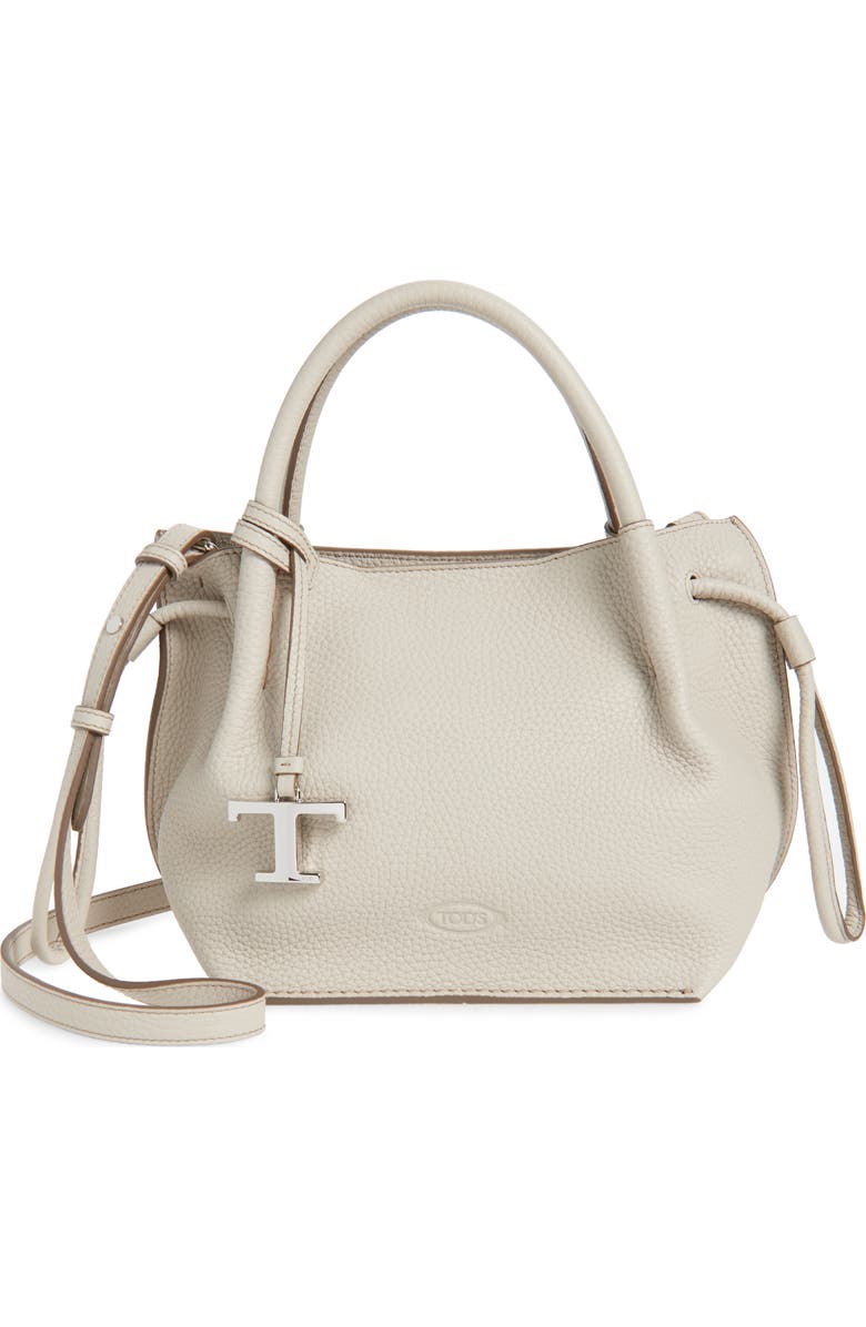 Tod's Small Buz Leather Bucket Bag, Main, color, Mastice