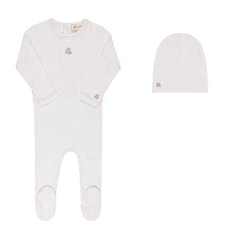 Squiggle Pointelle Collection - Footie + Beanie