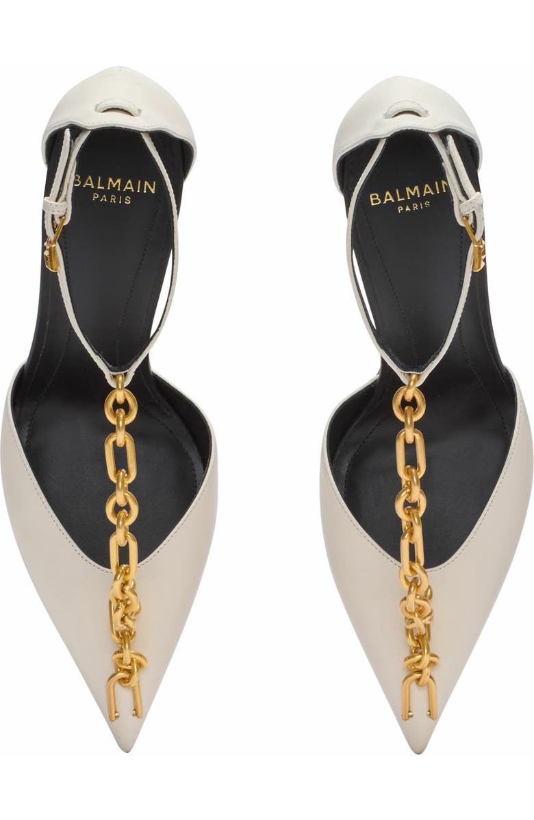 Balmain Sync leather stilettos with pointed toe, Alternate, color, Beige