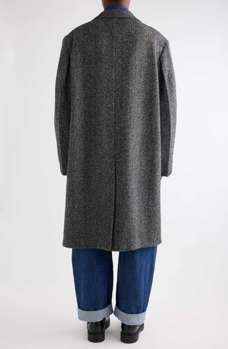 Givenchy Oversize Wool Blend Herringbone Overcoat, Alternate, color, Black/ White