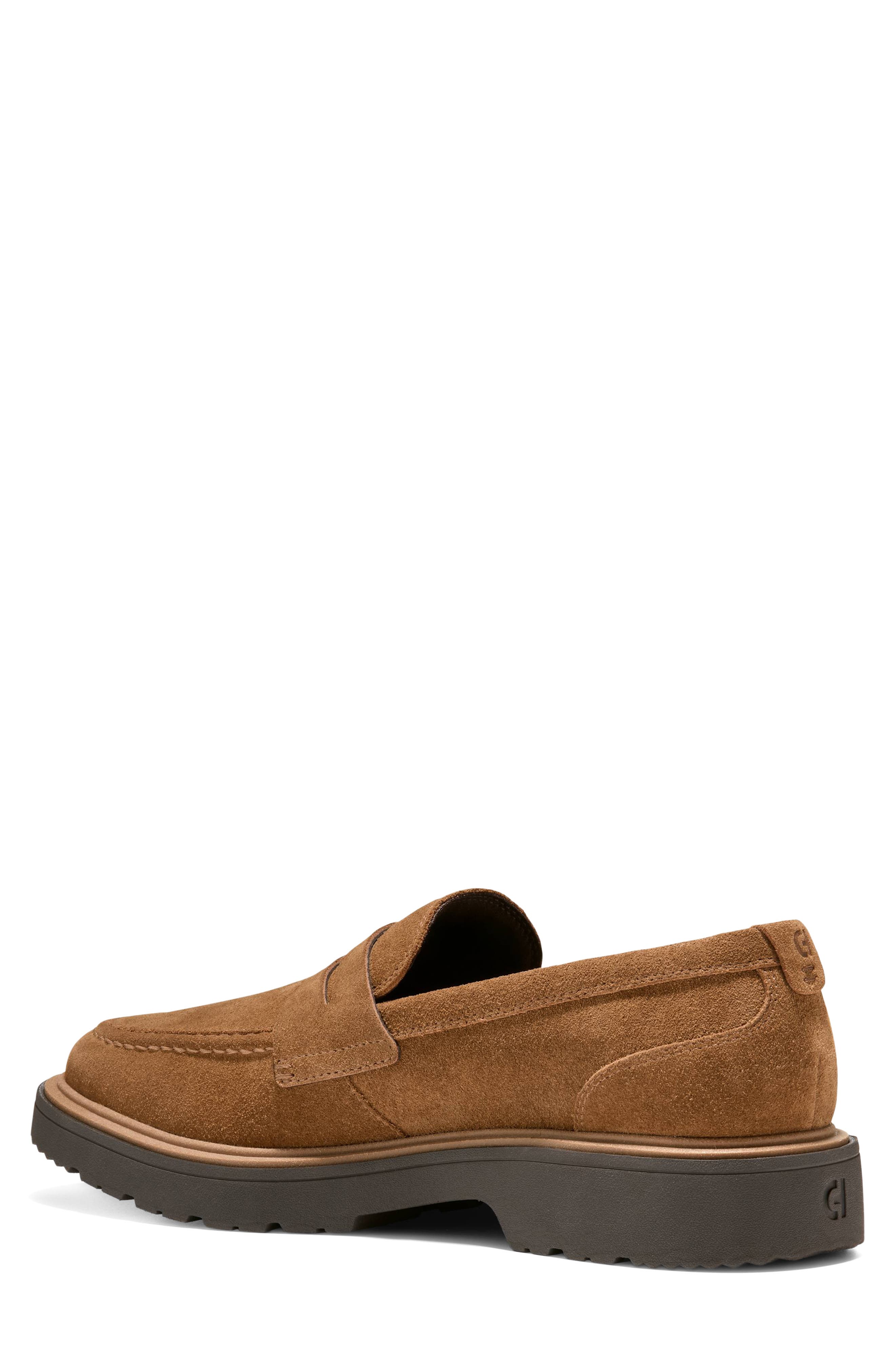 Vestry Grand Lug Sole Penny Loafer, Alternate, color, SPICED BROWN SUEDE