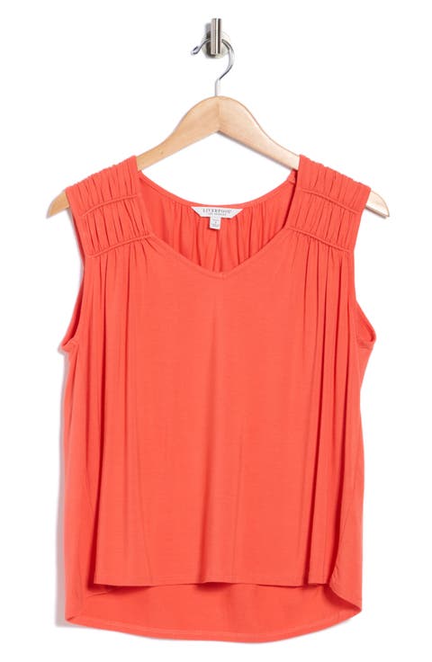 Shirred Detail Jersey Tank (Petite)