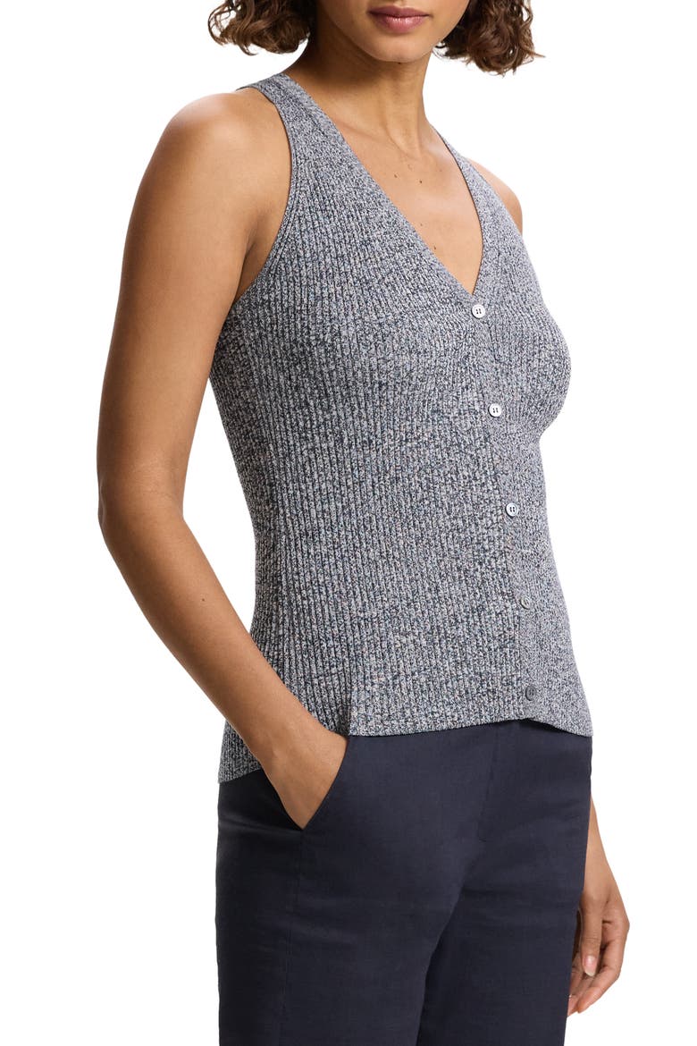 Bleeck Pima Cotton Blend Rib Sweater Vest, Alternate, color, NOCTURNE NAVY/ WHITE - XXG