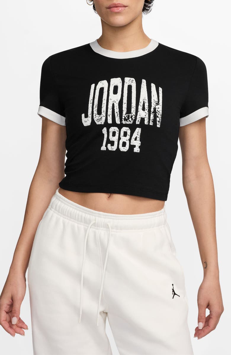 Jordan GFX Slim Fit Crop Graphic Ringer T-Shirt, Main, color, 