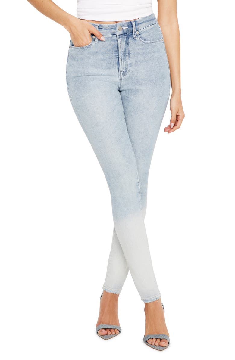 Good American Good Waist Raw Hem Gradient Skinny Jeans, Main, color,
