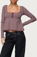 EDIKTED Sare Stripe Baby Doll Henley