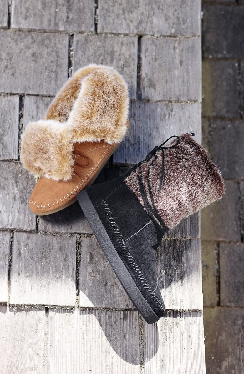 TOMS 'Zahara' Suede Bootie with Faux Fur Lining, Alternate, color,