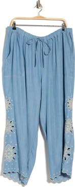 T Tahari Eyelet Lace Trim Drawstring Pants